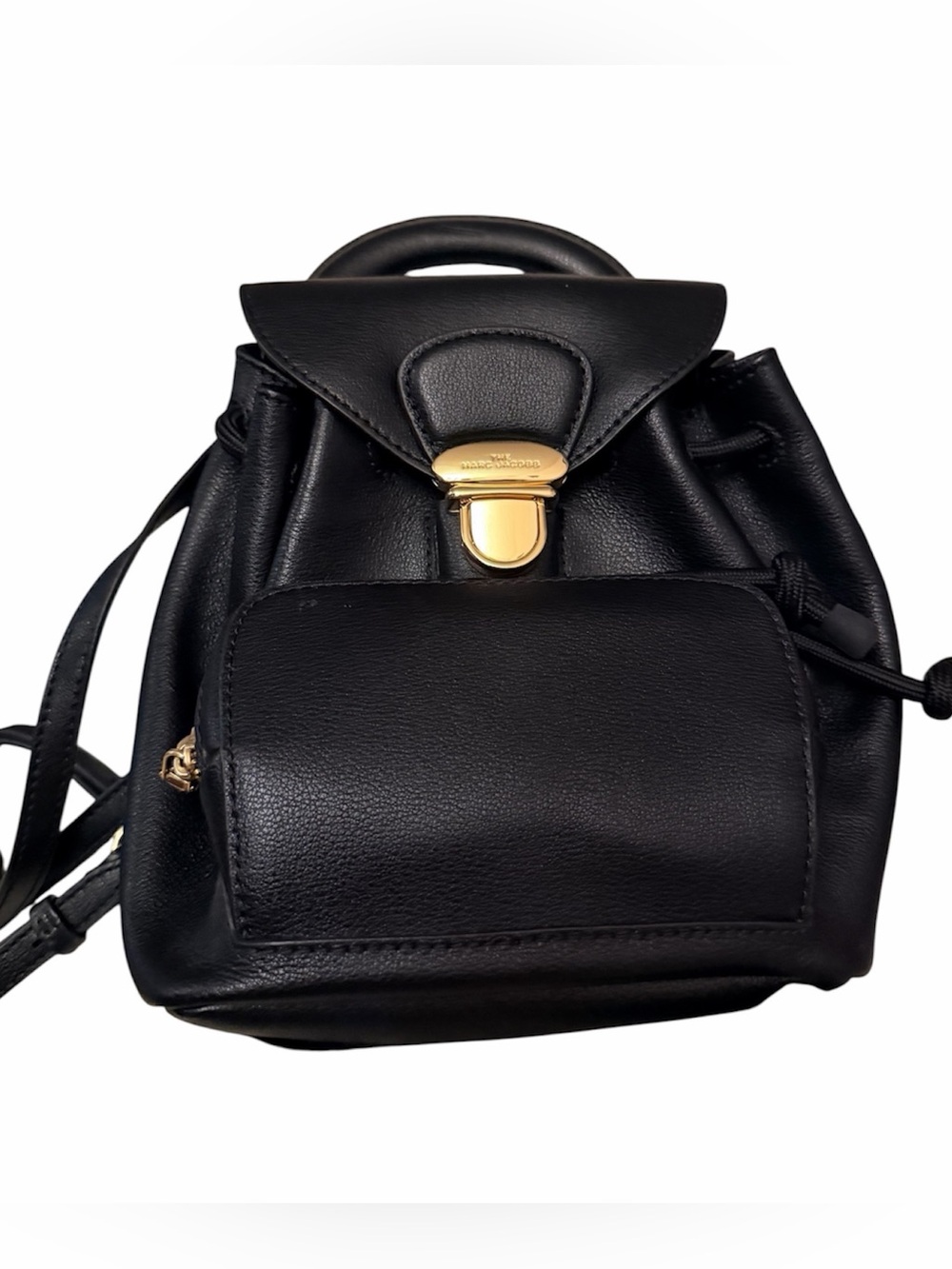 Marc Jacobs Black Leather Mini Bubble Backpack with Gold Hardware